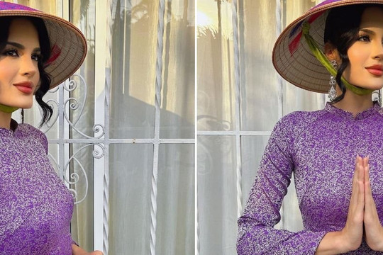 Vẻ đẹp thướt tha của Hoa hậu Hòa bình Venezuela trong tà áo dài
