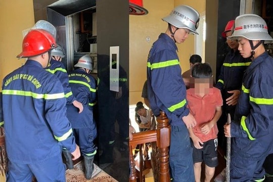 Giải cứu cháu bé mắc kẹt trong thang máy