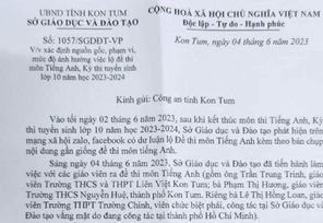 Kon Tum: Nghi vấn lộ đề thi môn tiếng Anh vào lớp 10