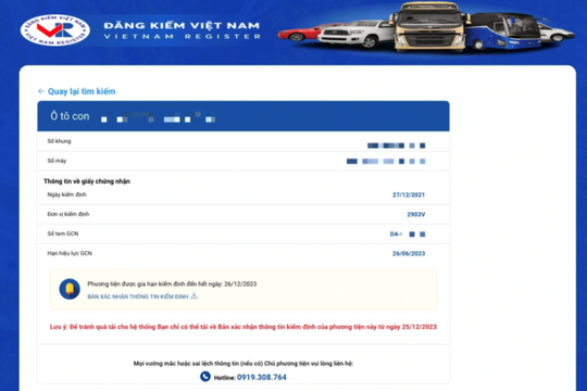 Hơn 18.000 chủ phương tiện tải giấy xác nhận đăng kiểm