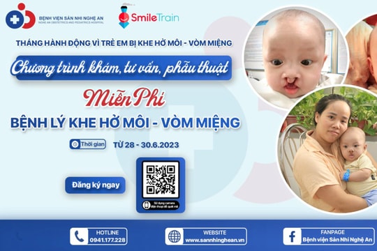 Khám, tư vấn, phẫu thuật miễn phí cho trẻ em bị khe hở môi, vòm miệng