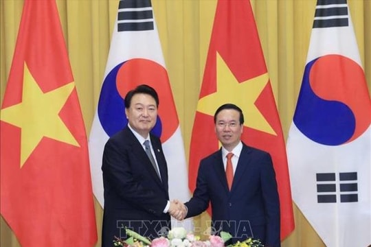 Chủ tịch nước Võ Văn Thưởng chủ trì Lễ đón Tổng thống Hàn Quốc Yoon Suk Yeol