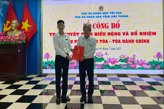 TAND tỉnh Sóc Trăng trao quyết định điều động, bổ nhiệm cán bộ