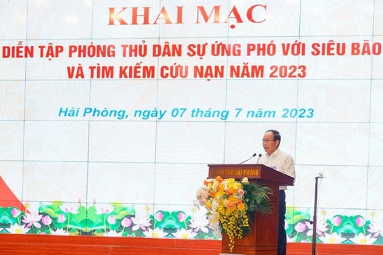 Hải Phòng diễn tập phòng thủ dân sự ứng phó với siêu bão