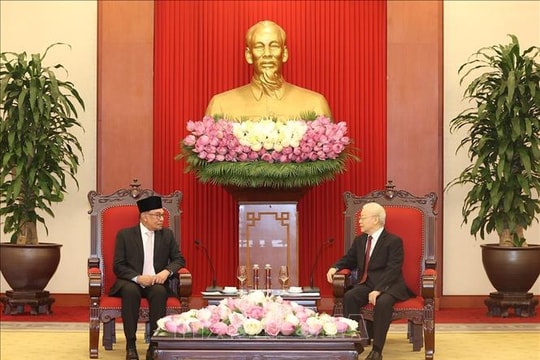 Tổng Bí thư Nguyễn Phú Trọng tiếp Thủ tướng Liên bang Malaysia