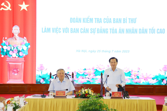 Đoàn kiểm tra số 892 của Ban Bí thư làm việc với Ban cán sự đảng TANDTC