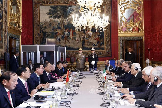 Chủ tịch nước Võ Văn Thưởng hội đàm với Tổng thống Italy Sergio Mattarella