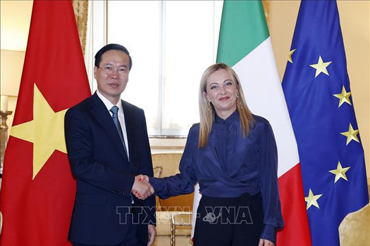 Chủ tịch nước Võ Văn Thưởng gặp Thủ tướng Italy Giorgia Meloni