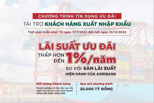 Agribank dành 25.000 tỷ đồng ưu đãi lãi suất tài trợ khách hàng xuất, nhập khẩu năm 2023