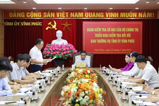 Đoàn kiểm tra của Bộ Chính trị làm việc với Ban Thường vụ Tỉnh ủy Vĩnh Phúc