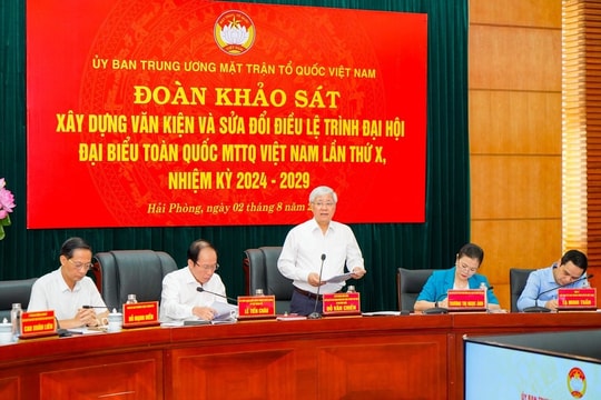  Đoàn khảo sát của Ủy ban Trung ương MTTQ Việt Nam làm việc với Hải Phòng