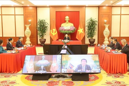 Tổng Bí thư Nguyễn Phú Trọng điện đàm trực tuyến với Chủ tịch Đảng Nhân dân Campuchia, Thủ tướng Chính phủ Campuchia