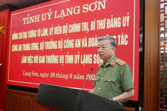 Ban Thường vụ Đảng ủy Công an Trung ương làm việc với Tỉnh ủy Lạng Sơn