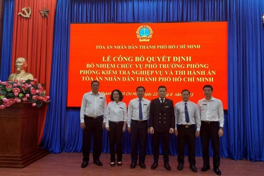 TAND TP.HCM bổ nhiệm Phó Trưởng phòng Kiểm tra nghiệp vụ và Thi hành án