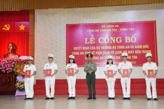 Bà Rịa - Vũng Tàu: Công an tỉnh tổ chức lễ công bố các quyết định của Bộ trưởng Bộ Công an