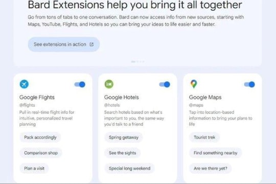 Bard được liên kết các dịch vụ phổ biến của Google