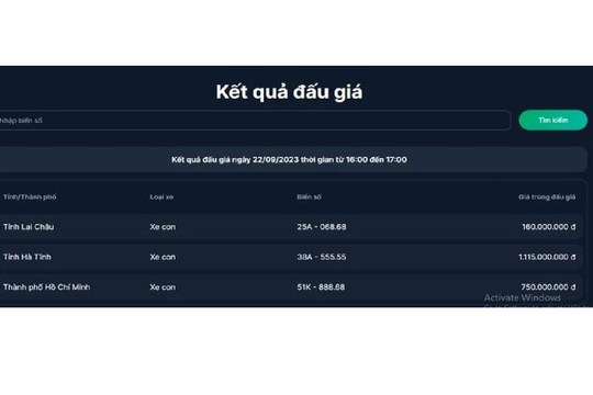 Đấu giá biển số chiều 22/9: Biển số “tứ quý 3” chốt giá 45 triệu đồng