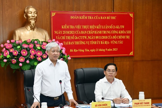  Đoàn kiểm tra của Ban Bí thư làm việc với BTV Tỉnh ủy Bà Rịa - Vũng Tàu