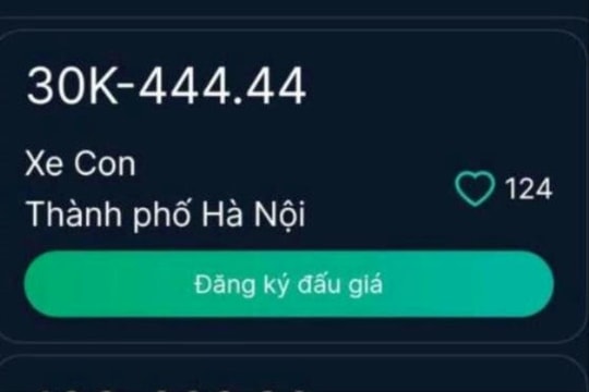 Đấu giá biển số sáng 4/10: Biển số 30K-444.44 được chốt giá 1,62 tỷ đồng