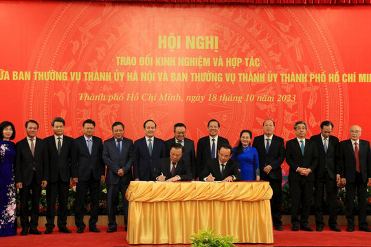 Thành ủy Hà Nội và TP.HCM hợp tác toàn diện nhiều lĩnh vực