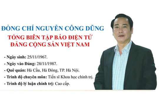 Đồng chí Nguyễn Công Dũng giữ chức Tổng Biên tập Báo điện tử Đảng Cộng sản Việt Nam