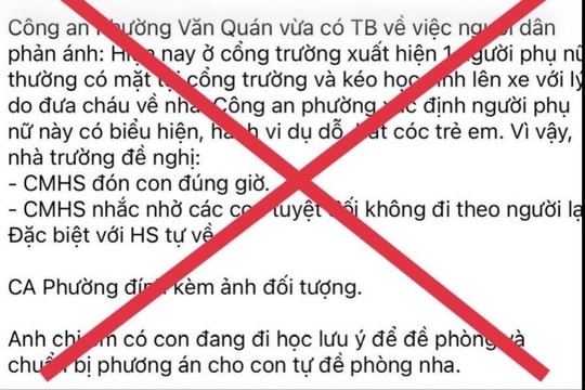 Thông tin bắt cóc trẻ em ở Hà Nội là sai sự thật