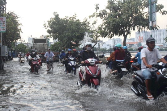Người dân TP.HCM lại khổ sở vì triều cường lên