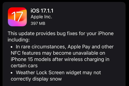 Apple phát hành iOS 17.1.1