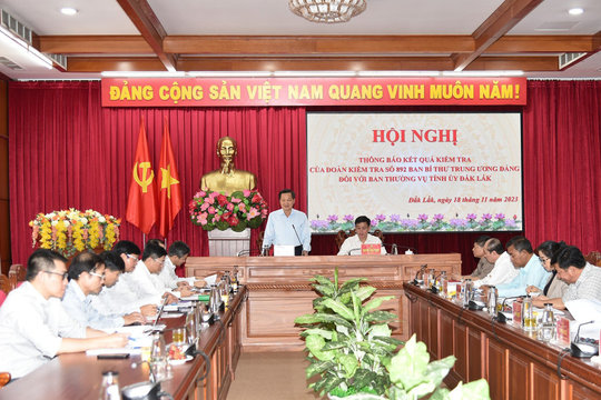 Đoàn kiểm tra 892 của Ban Bí thư thông báo kết quả kiểm tra đối với Ban Thường vụ Tỉnh ủy Đắk Lắk