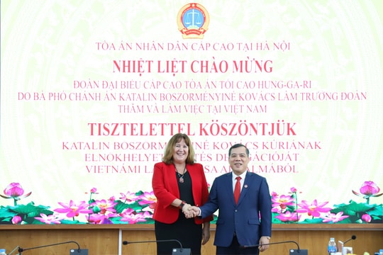 Phó Chánh án Tòa án tối cao Hungary thăm và làm việc tại TAND cấp cao tại Hà Nội