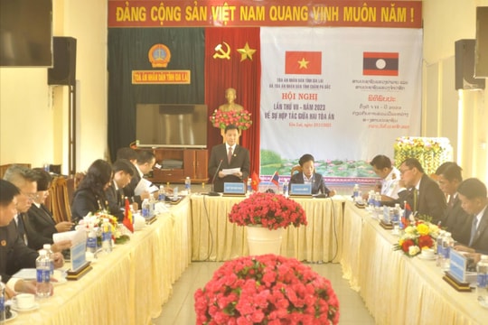 Hội nghị hợp tác giữa TAND tỉnh Gia Lai với TAND tỉnh Chăm Pa Sắc (Lào)