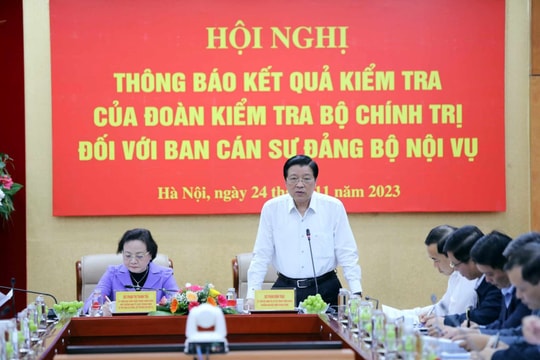 Đoàn kiểm tra Bộ Chính trị thông báo kết quả kiểm tra công tác cán bộ đối với Ban cán sự đảng Bộ Nội vụ