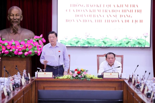Đoàn kiểm tra của Bộ Chính trị thông báo kết quả kiểm tra công tác cán bộ đối với Ban cán sự Đảng, Bộ VHTT&DL