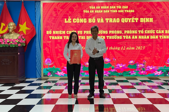 TAND tỉnh Sóc Trăng: Trao quyết định bổ nhiệm cán bộ