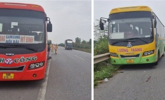 Xử nghiêm 2 xe khách chèn nhau trên cao tốc Hà Nội - Bắc Giang