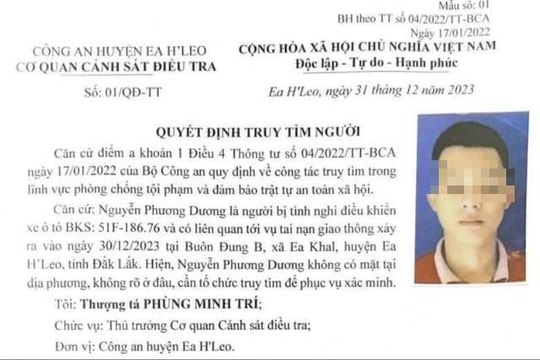 Công an Đắk Lắk truy tìm đối tượng gây tai nạn giao thông rồi bỏ trốn
