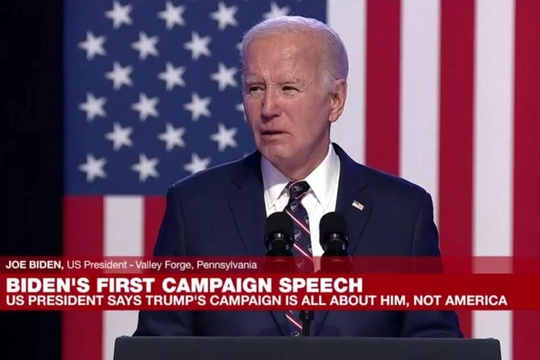 Tổng thống Mỹ Biden nhắc tới ông Trump trong bài phát biểu tranh cử đầu tiên