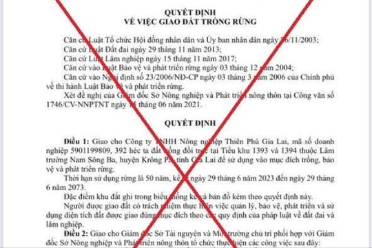 Lộ diện đối tượng giả mạo văn bản của Chủ tịch tỉnh Gia Lai