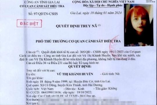 Truy nã đặc biệt bị can Vũ Thị Khánh Huyền về tội “Mua bán người”