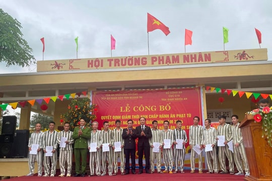 Xét giảm án tha tù có thời hạn và tặng quà cho phạm nhân cải tạo tốt dịp Tết Nguyên đán 2024