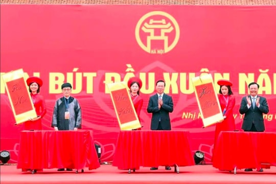 Chủ tịch nước Võ Văn Thưởng dự khai bút đầu xuân tại Hà Nội