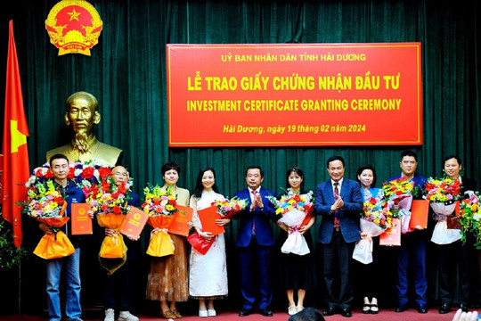 Hải Dương: Trao giấy chứng nhận đầu tư 9 dự án, tổng vốn hơn 90 triệu USD