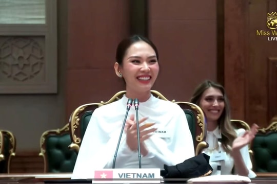 Mai Phương gây ấn tượng khi thuyết trình tiếng Anh tại Miss World 2024