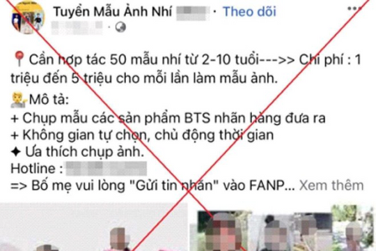 Cảnh báo 'bẫy' tuyển “mẫu ảnh nhí”