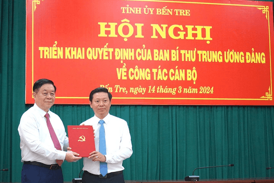 Ông Trần Thanh Lâm giữ chức Phó Bí thư Tỉnh ủy Bến Tre