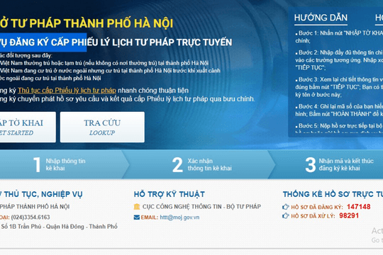 Thủ đô cấp phiếu lý lịch tư pháp trực tuyến