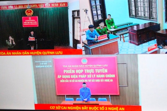 TAND huyện Quỳnh Lưu tổ chức phiên họp trực tuyến áp dụng biện pháp xử lý hành chính