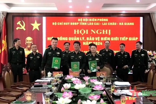 Ký kết kế hoạch hiệp đồng bảo vệ biên giới giữa Bộ đội biên phòng 3 tỉnh Hà Giang, Lai Châu và Lào Cai