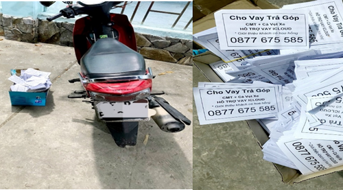 Hai đối tượng mang hàng ngàn tờ rơi "tín dụng đen" đi rải