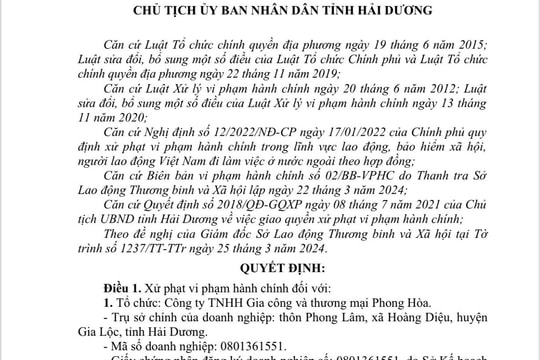 Không đóng bảo hiểm, một công ty bị phạt 175 triệu đồng